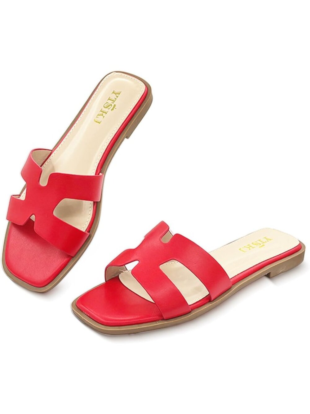 🆕Women's All Red Comfortable Flat Open Toe Casual Wide Width Cute Shoes